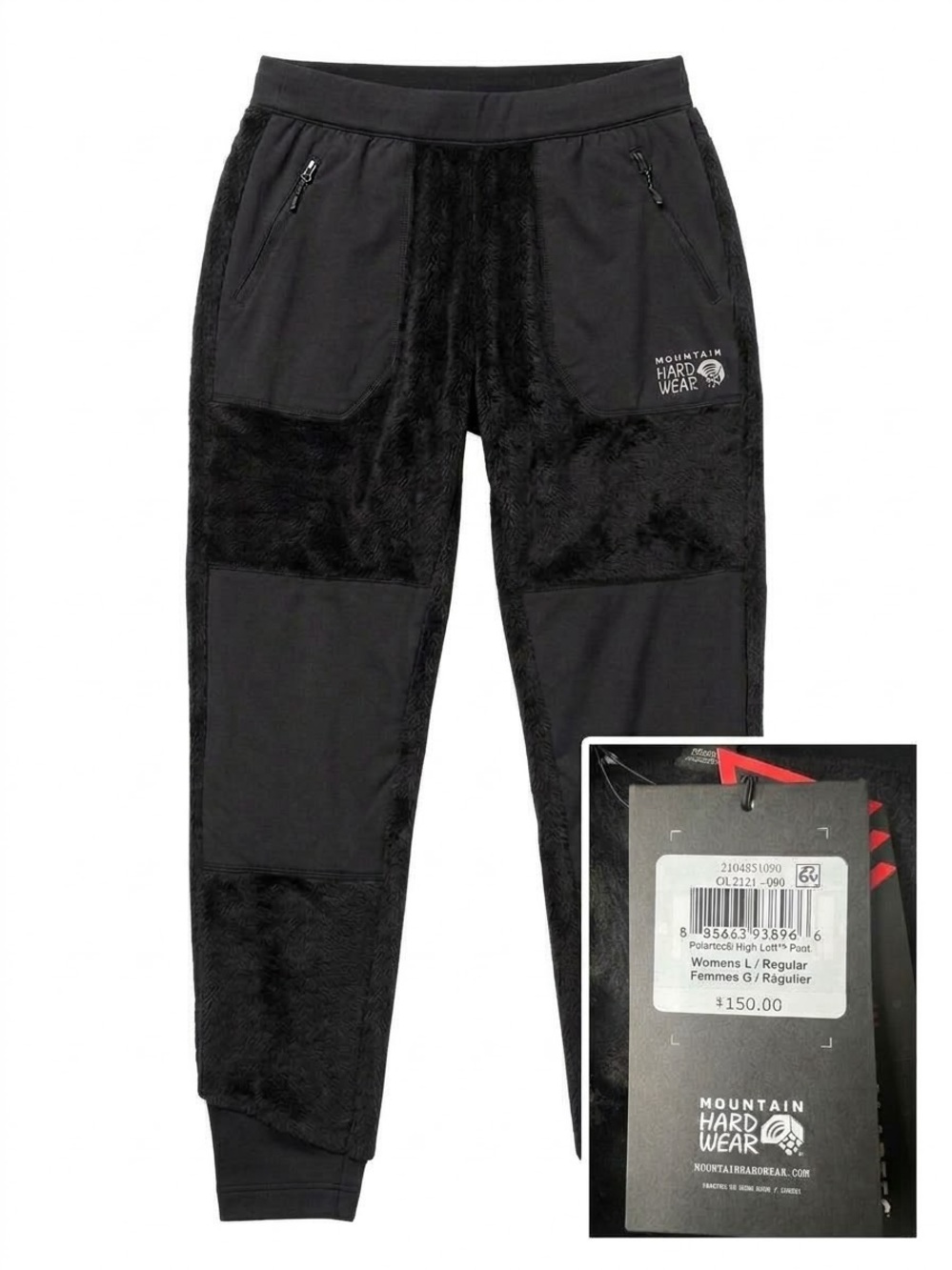 Mountain Hardwear Polartec High Loft Fleece Pants Black Womens L OL2121 NWT